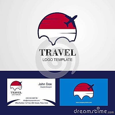 Travel Indonesia Flag Logo and Visiting Card Design Vector Illustration