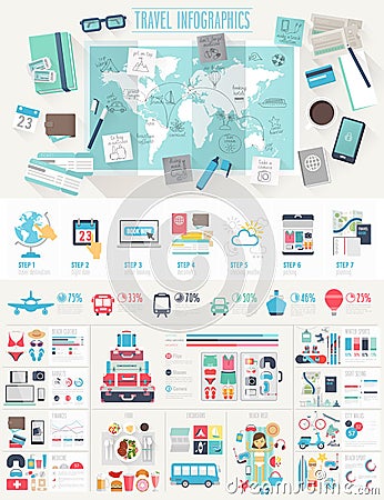 Travel Infographic set Vector Illustration