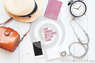 Travel insurance and health concept with smartphone application Stock Photo