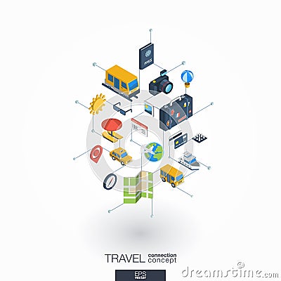 Travel integrated 3d web icons. Digital network isometric concept. Vector Illustration