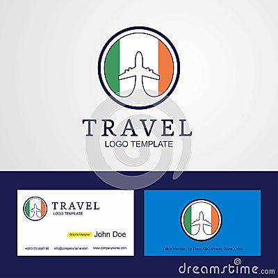 Travel Ireland Creative Circle flag Logo and Business card design Vector Illustration