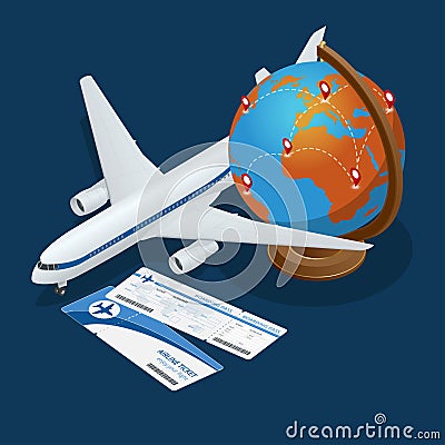 Travel isometric composition. Travel and tourism background. Flat 3d Vector illustration. Travel banner design. Travel Vector Illustration