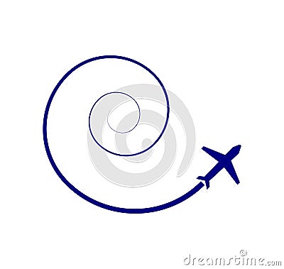 Travel jet spiral flying blue icon on white background Vector Illustration