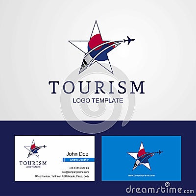 Travel Korea South flag Creative Star Logo and Business card design Vector Illustration