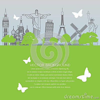 travel landmark background Vector Illustration