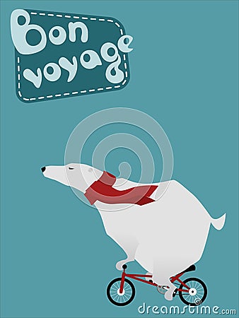 Travel large polar bear on a bicycle Vector Illustration
