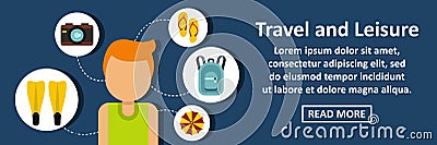 Travel and leisure banner horizontal concept Vector Illustration