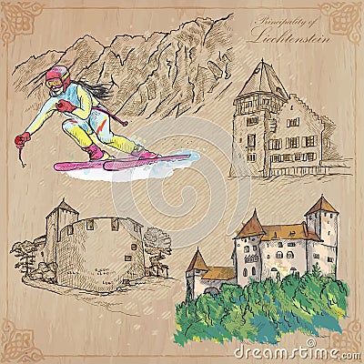 Travel, LIECHTENSTEIN - An hand drawn vector pack Vector Illustration