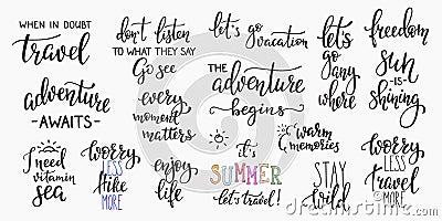Travel life inspiration quotes lettering Vector Illustration