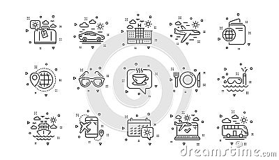 Travel line icons. Passport, Luggage and Check in airport. Linear icon set. Vector Vector Illustration