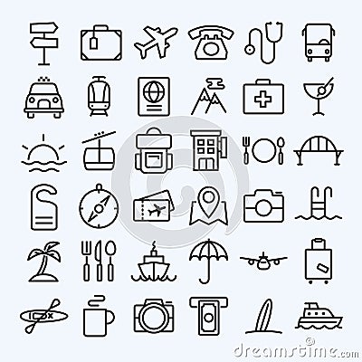 Travel line icons set Vector Illustration