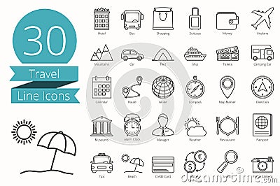 Travel Line Icons Vector Illustration