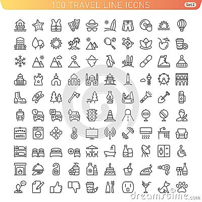 Travel Line Icons for Web and Mobile. Vector Illustration