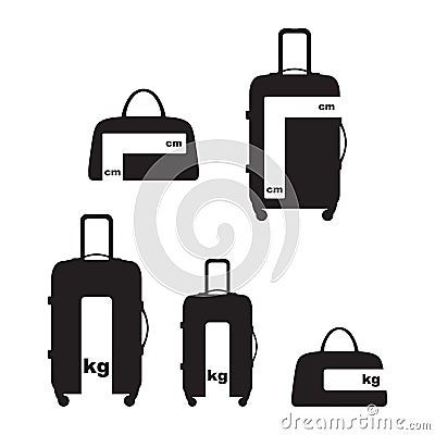 Travel Luggage and Baggage Information Allowance Size and weight Sign Symbol Vector Illustration