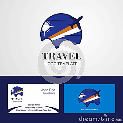 Travel Marshall Islands Flag Logo and Visiting Card Design Vector Illustration