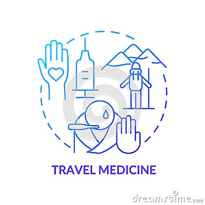 Travel medicine blue gradient concept icon Vector Illustration