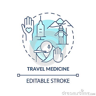 Travel medicine turquoise concept icon Vector Illustration