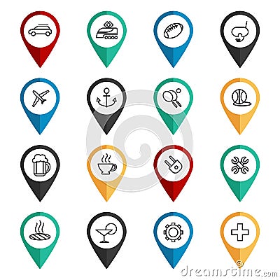 Travel navigation icons set Vector Illustration