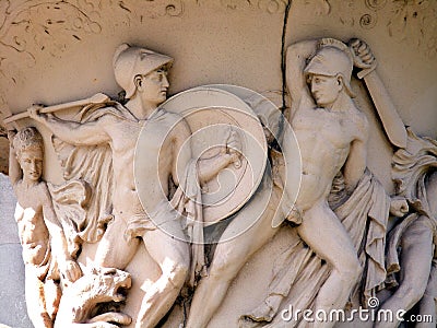 Travel-New Orleans-Louisiana-Battle Scene-Roman Statues on a Vase Editorial Stock Photo