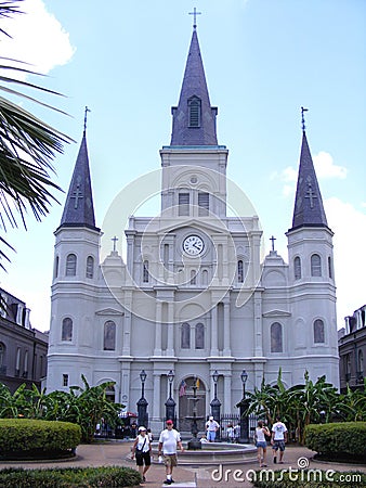 Travel New Orleans St. Louis Cathedral, Jackson Square, Tourist Editorial Stock Photo