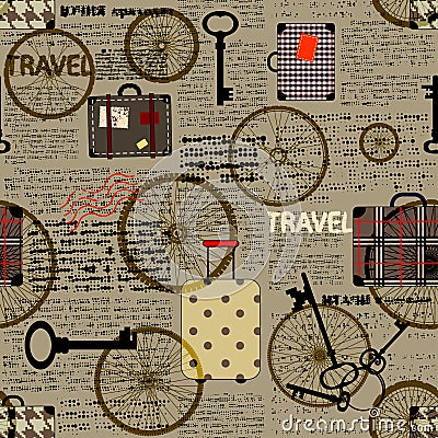 Travel newspaper background. Vector Illustration