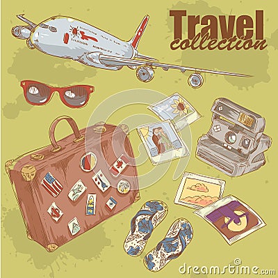 Travel objects collection Vector Illustration