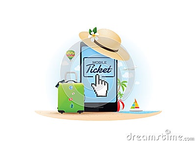 Travel online ticket Vector Illustration