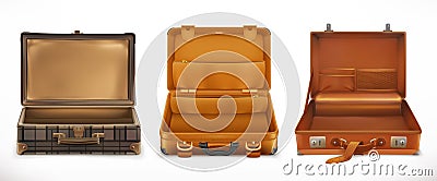 Travel. Open Suitcase. vector icon set Vector Illustration