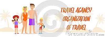 Travel Organization Vector Banner with Lettering Vector Illustration