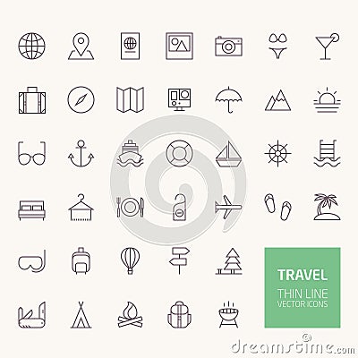 Travel Outline Icons Vector Illustration