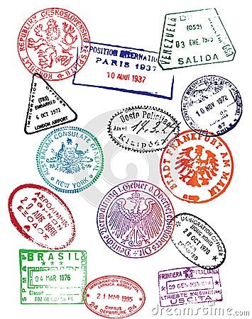 Travel Passport Stamps (Vector) Vector Illustration