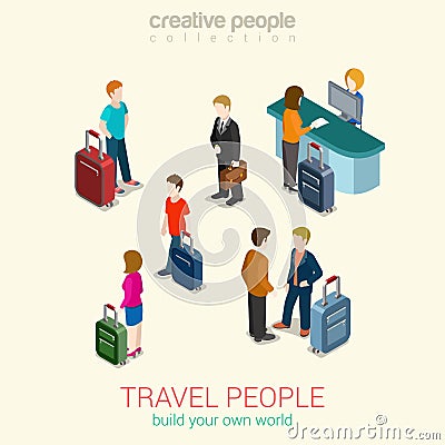 Travel people flat 3d web isometric infographic concept set Stock Photo