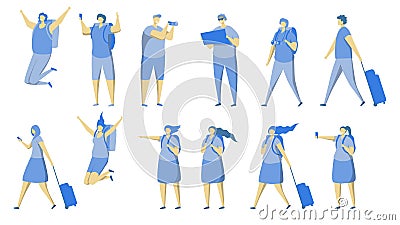 Travel people icon set, vector flat isolated illustration Vector Illustration