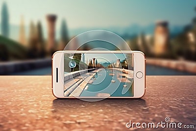 travel phone position mobile point gps map direction location navigation. Generative AI. Stock Photo