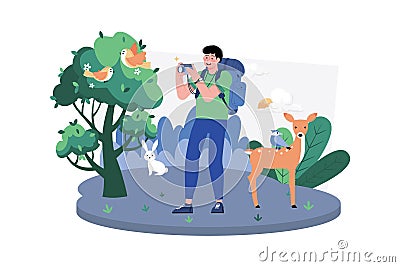 Travel photographer capturing holiday moments Vector Illustration