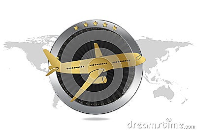 Travel / Plane / Airline Symbol in Luxury style Cartoon Illustration