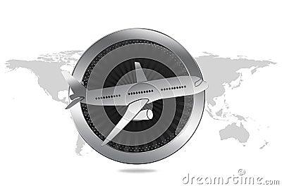 Travel / Plane / Airline Symbol in Luxury style Cartoon Illustration