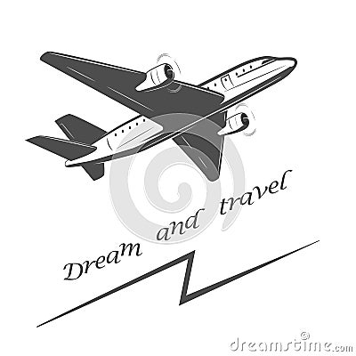 Travel by plane, quickly and safely. Vector Illustration