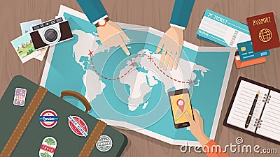 Travel planning Vector Illustration