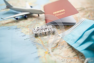 Travel planning with immune passport. Stock Photo