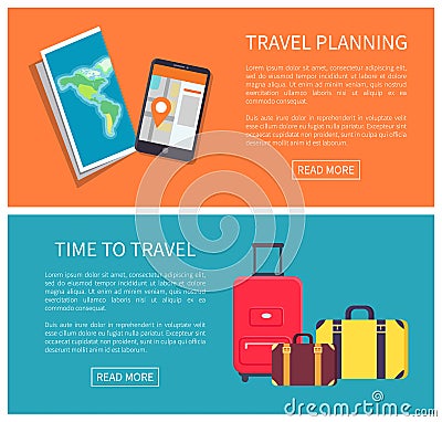 Travel Planning Web Pages Set Vector Illustration Vector Illustration