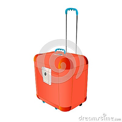 Travel plastic suitcase red large with wheels. Creative vector illustration of isolated. Abstract concept graphic. Art design trav Vector Illustration