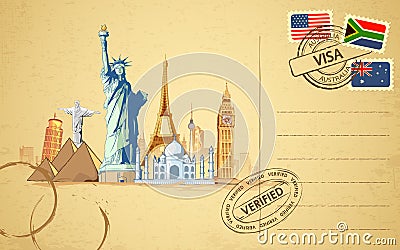 Travel Postcard Vector Illustration