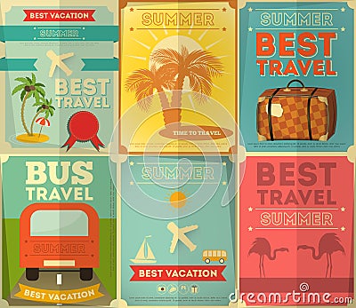 Travel Posters Set Vector Illustration