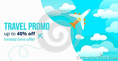 Travel promo up to forty percents off poster Vector Illustration