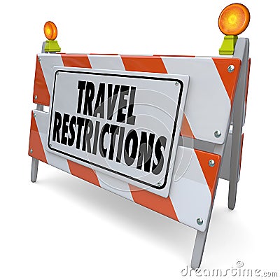 Travel Restrictions Road Construction Barrier Warning Danger Sign Stock Photo