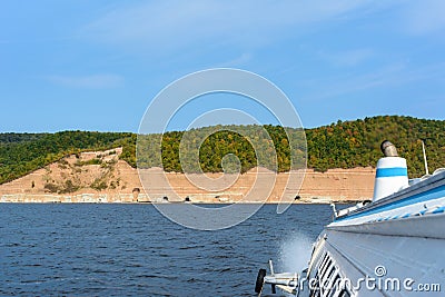 Travel on the river passenger hydrofoil motor ship of project 342E Stock Photo