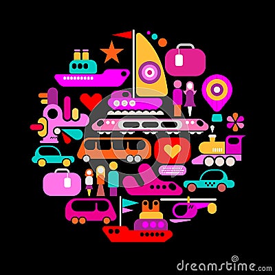 Travel round illustration Vector Illustration