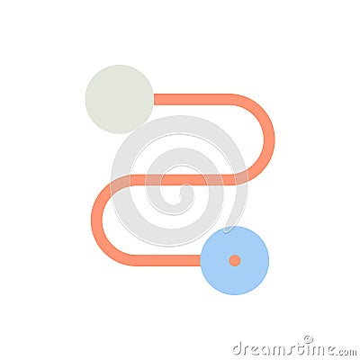 Travel route flat color ui icon Vector Illustration