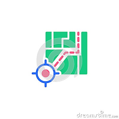 Travel route flat icon Vector Illustration